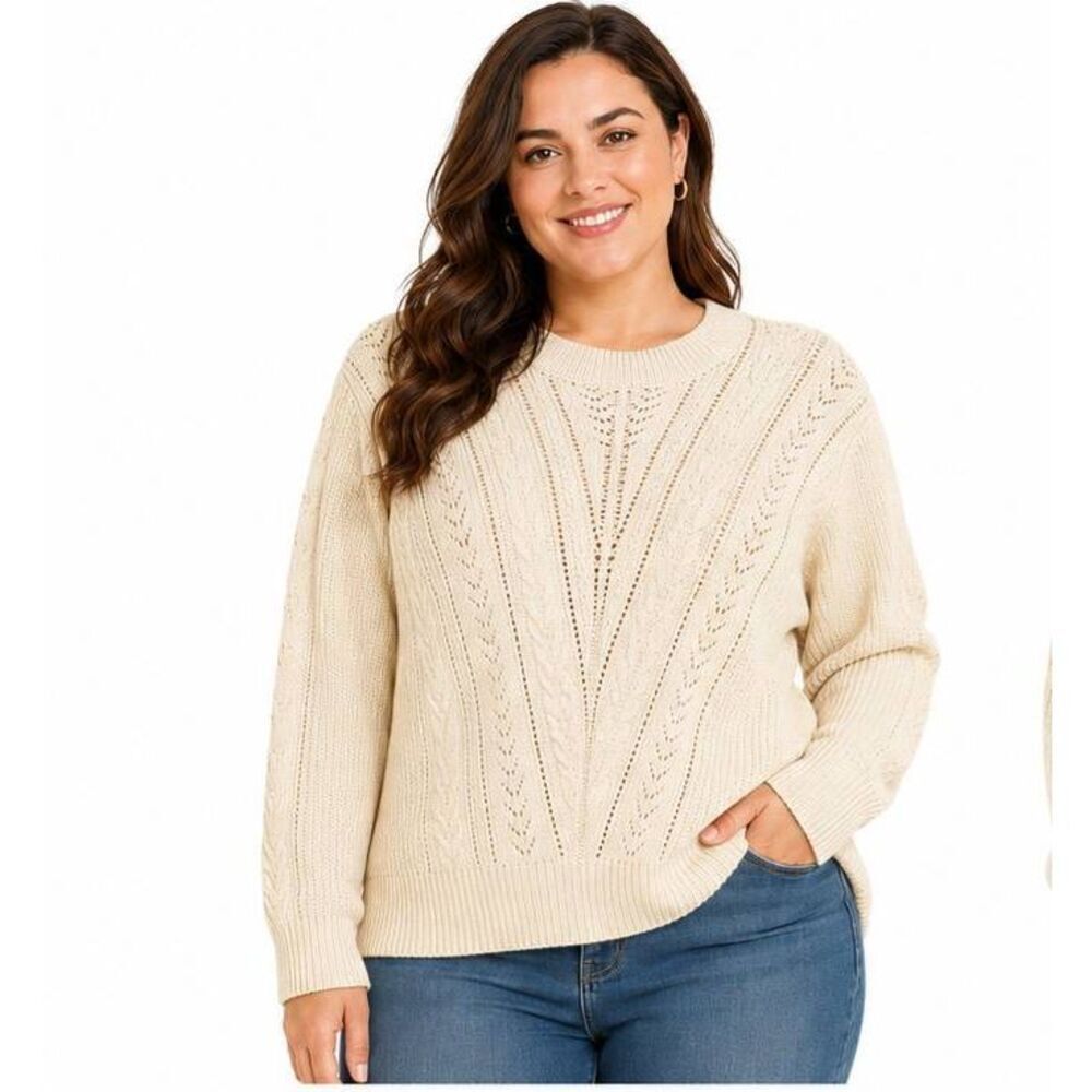 LuLaRoe Cream Textured Knit Sweater Women’s L